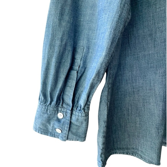 LANDS’ END | NWOT LONG SLEEVE COTTON CHAMBRAY PINTUCK TUNIC | LARGE PETITE - Picture 6 of 10